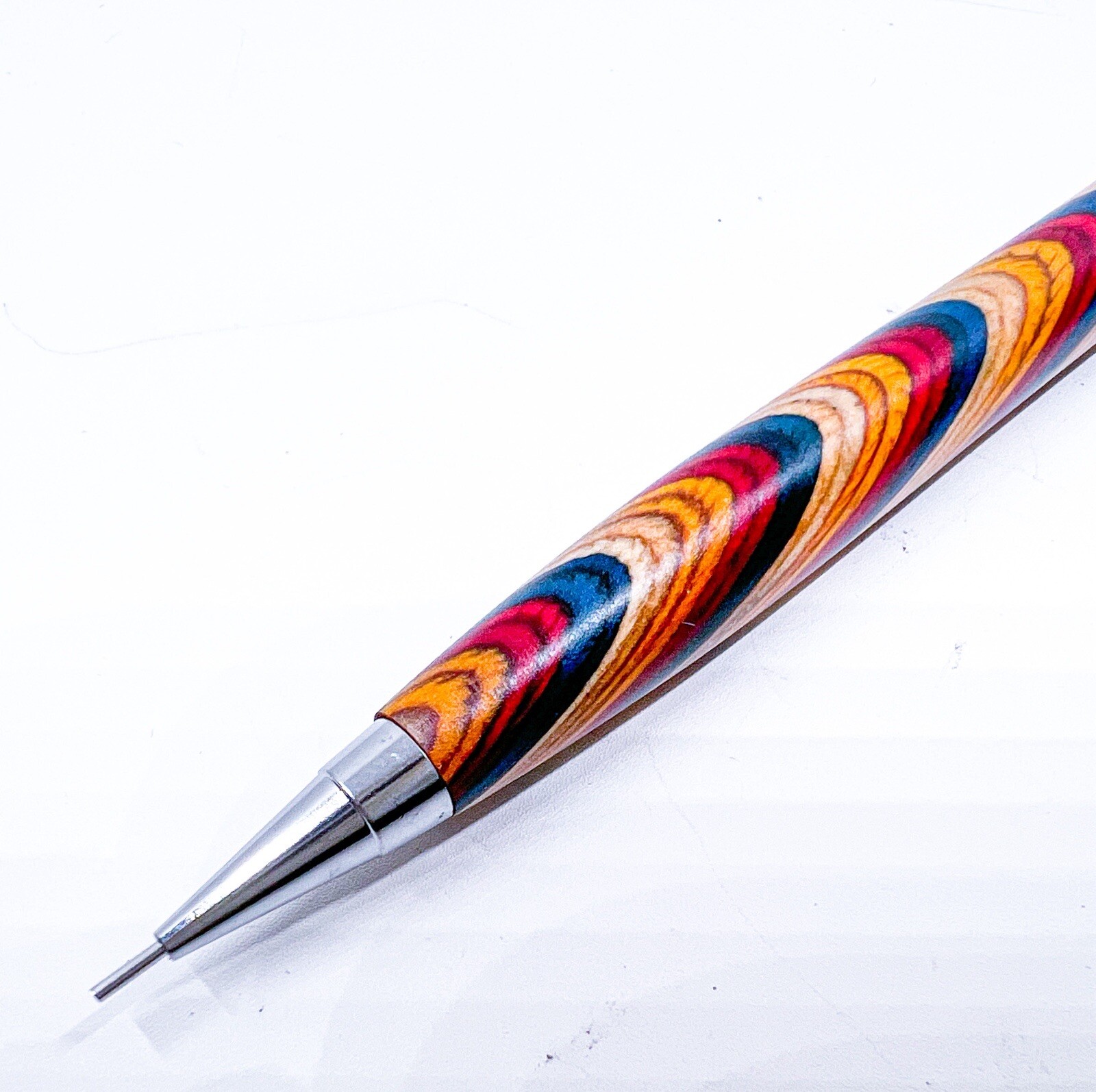 NEW Natural WOOD Rainbow Color MECHANICAL PENCIL 0.5mm Push Drafting
