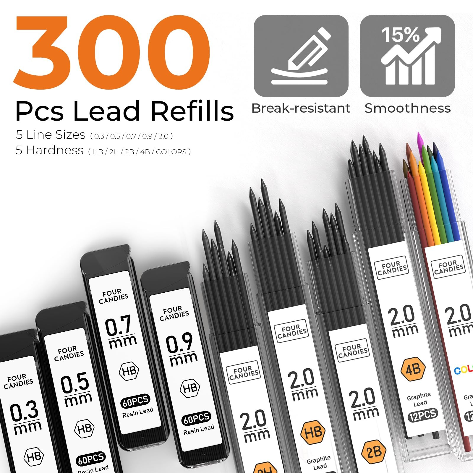 Metal Mechanical Pencil Set, 4PCS 0.3, 0.5, 0.7, 0.9MM Mechanical Pencils & 2…