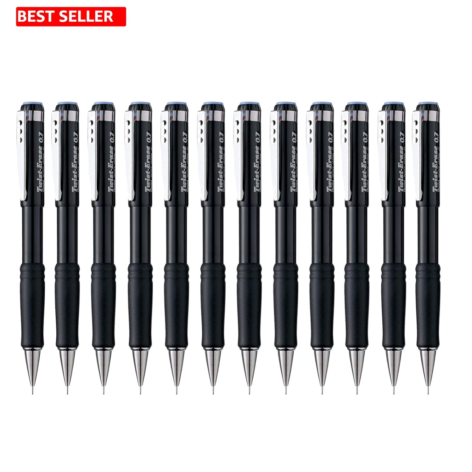 Twist-Erase III Mechanical Pencil 0.7mm, Black Barrel, 12 Pack – Comfort & Style
