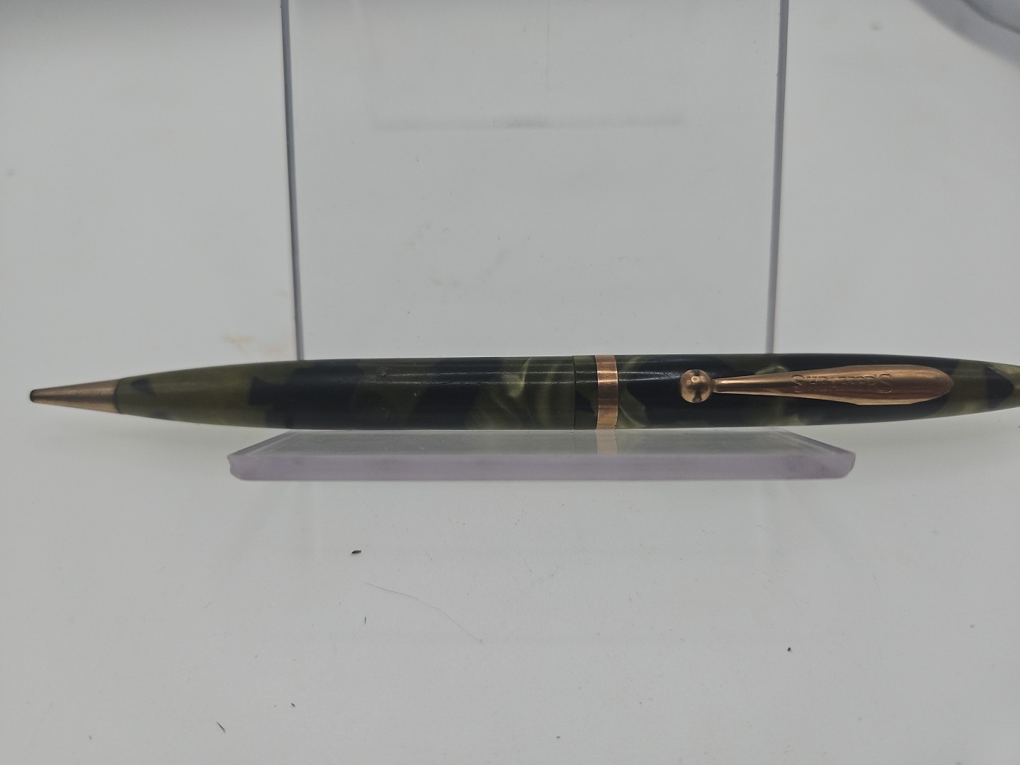 VINTAGE SHEAFFER GREEN Black MARBLE Retractable PENCIL