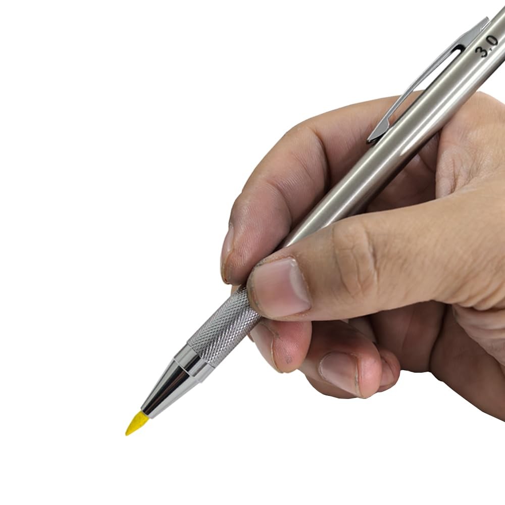 Solid Mechanical Carpenter Pencils Set 3.0mm Silver 2 Pencils 2 Box Lead
