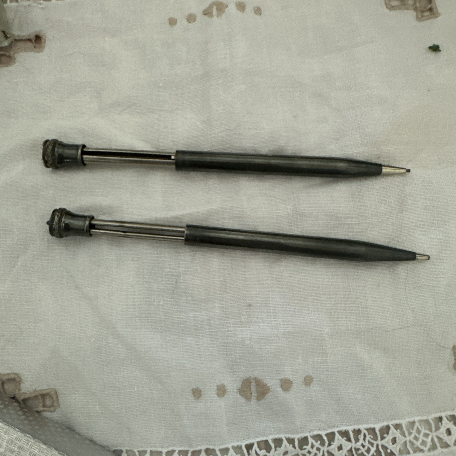 Working Pair of Antique Wahl Eversharp Mechanical Pencils Silver Plated 1.1mm