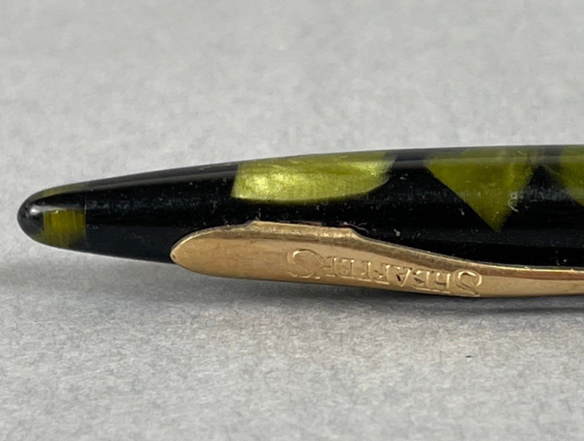 SHEAFFER BALANCE MECHANICAL PENCIL BLACK & JADE GREEN CELLULOID VINTAGE