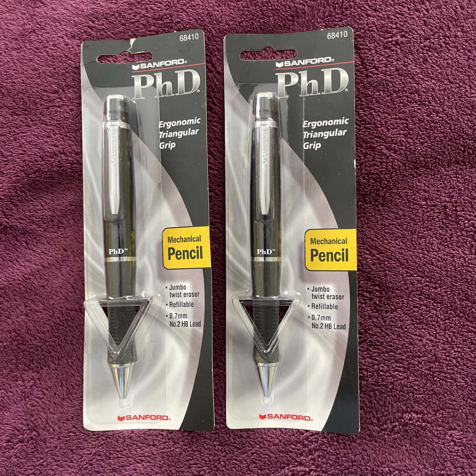 Set Of 2 Vintage Sanford PhD Black & Silver Mechanical Pencils Barrel 0.7 NOS