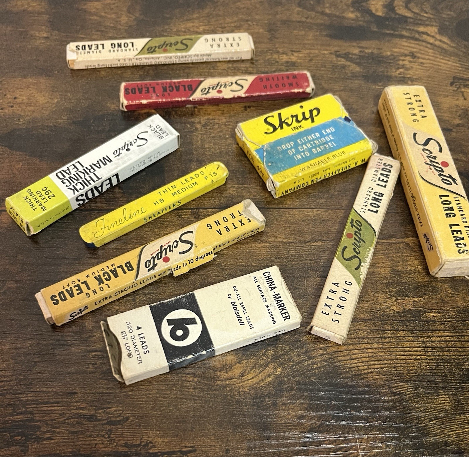 Lot of 9 Vintage Mechanical Pencil Lead In Original Containers Advertising