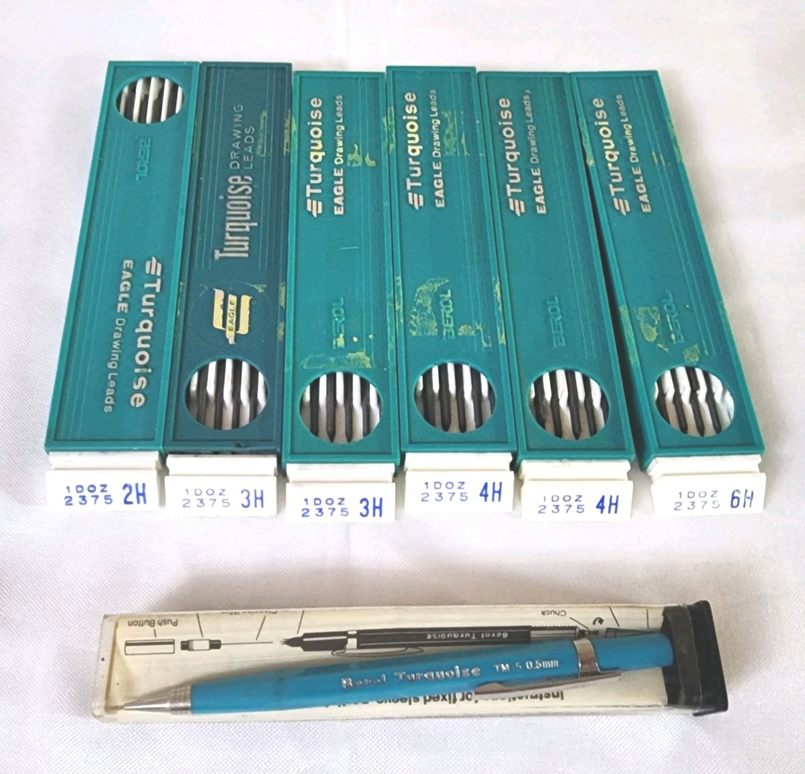 BEROL 0.5mm TM5 PUSH ACTION AUTO FEED MECHANICAL PENCIL TURQUOISE + DRAWING LEAD