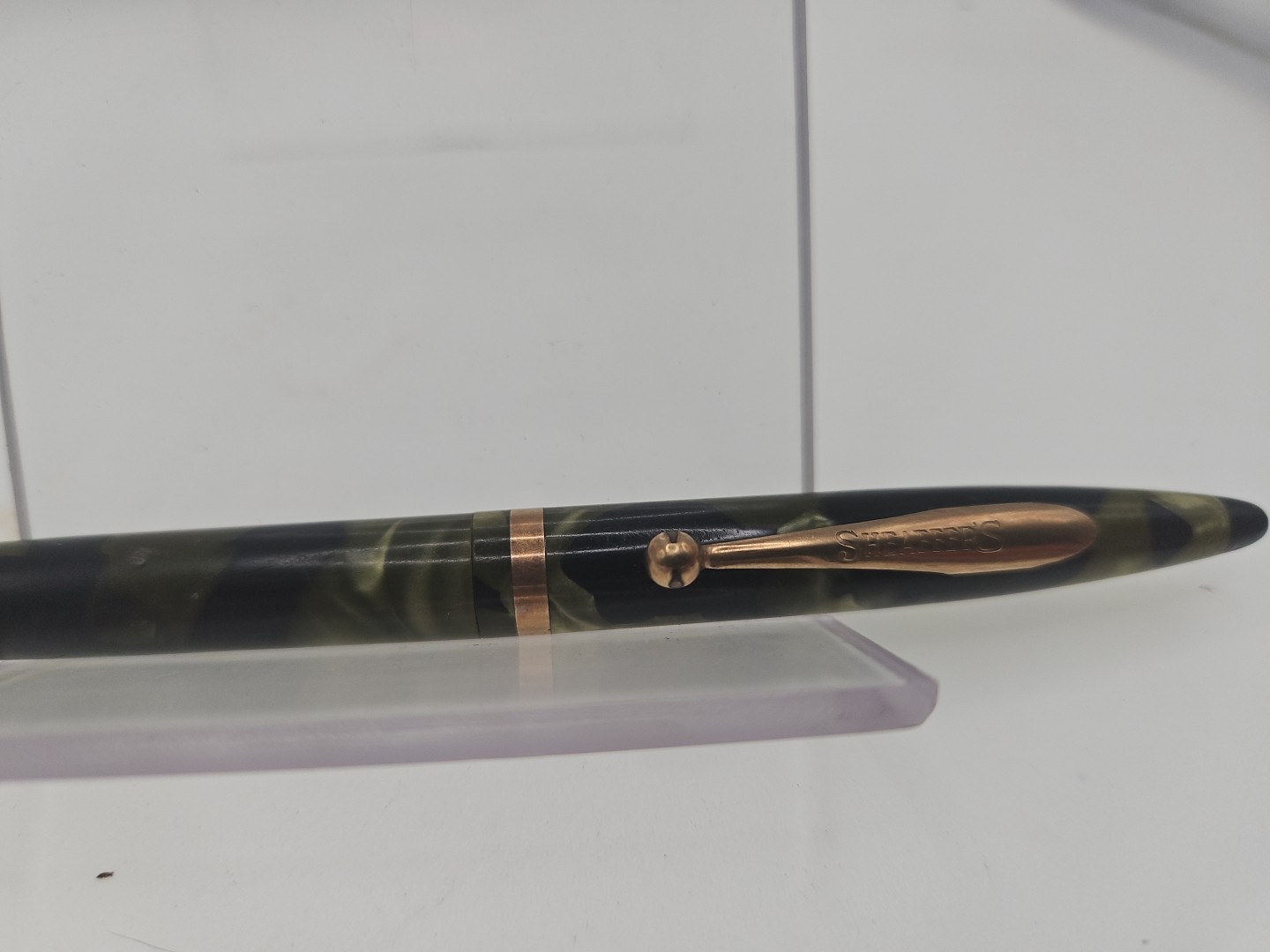 VINTAGE SHEAFFER GREEN Black MARBLE Retractable PENCIL