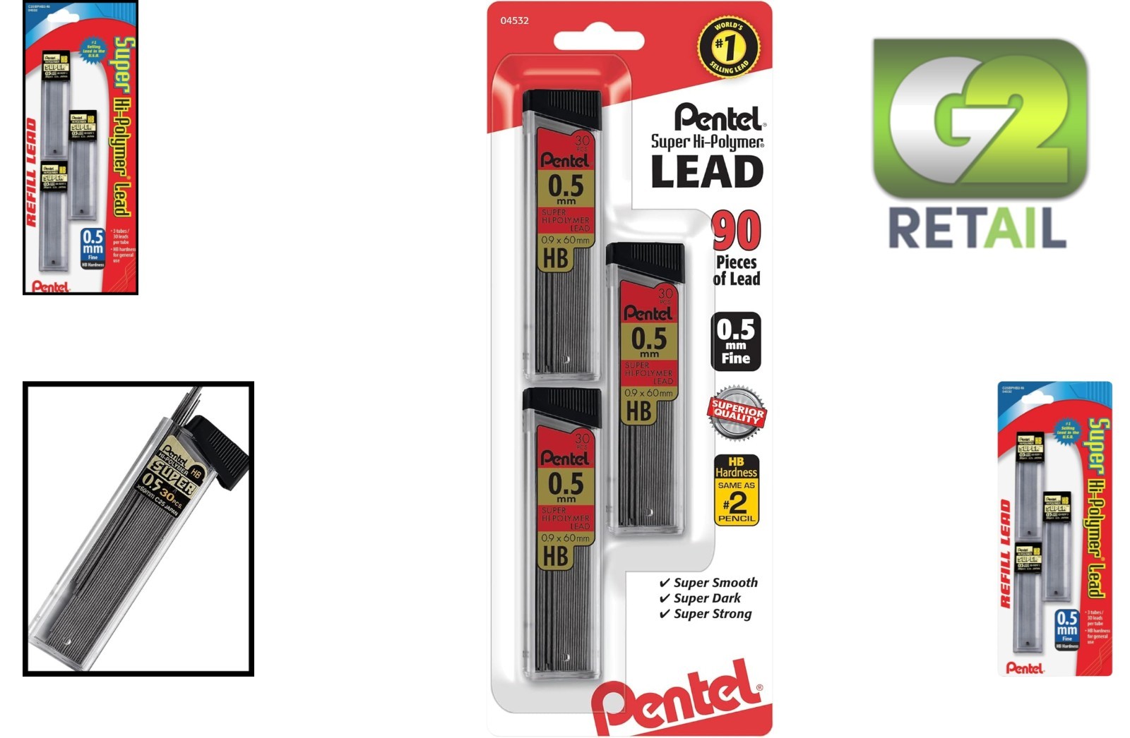 Precision 0.5 mm HB Lead Refills – 90 Count in 3 Tubes for Mechanical Pencils