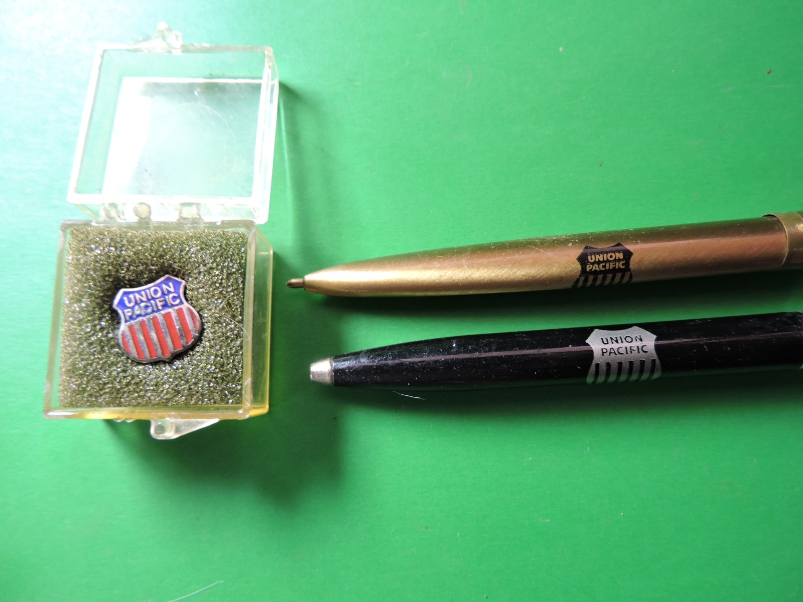 1) UP SERVICE PIN 2) RAILROAD PENS – 1) Gold UP &1) Union Pacific Security Pen