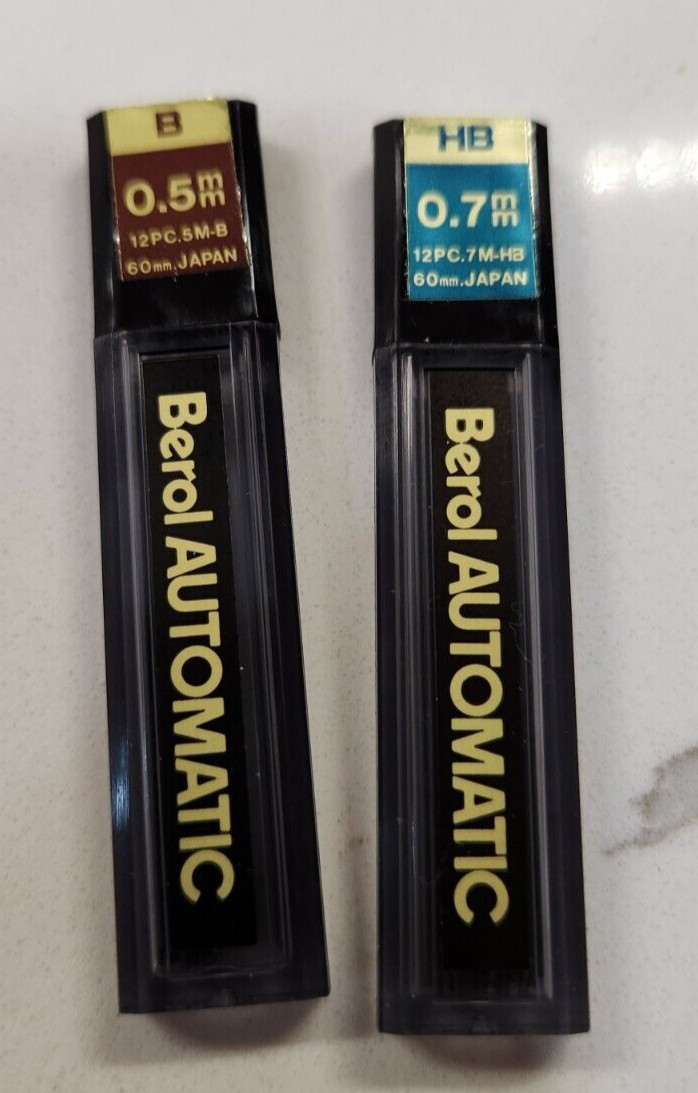 Vintage Berol Automatic Thin Leads NOS “B” 0.5mm 12 Tubes Micropolymer