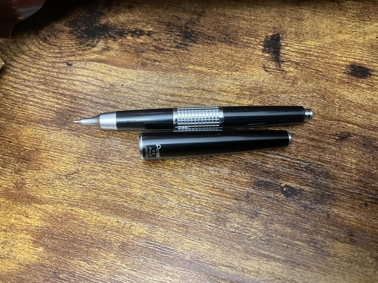 Pentel Sharp Kerry P1035 Japan Black Silver 0.5mm Mechanical Pencil Premium