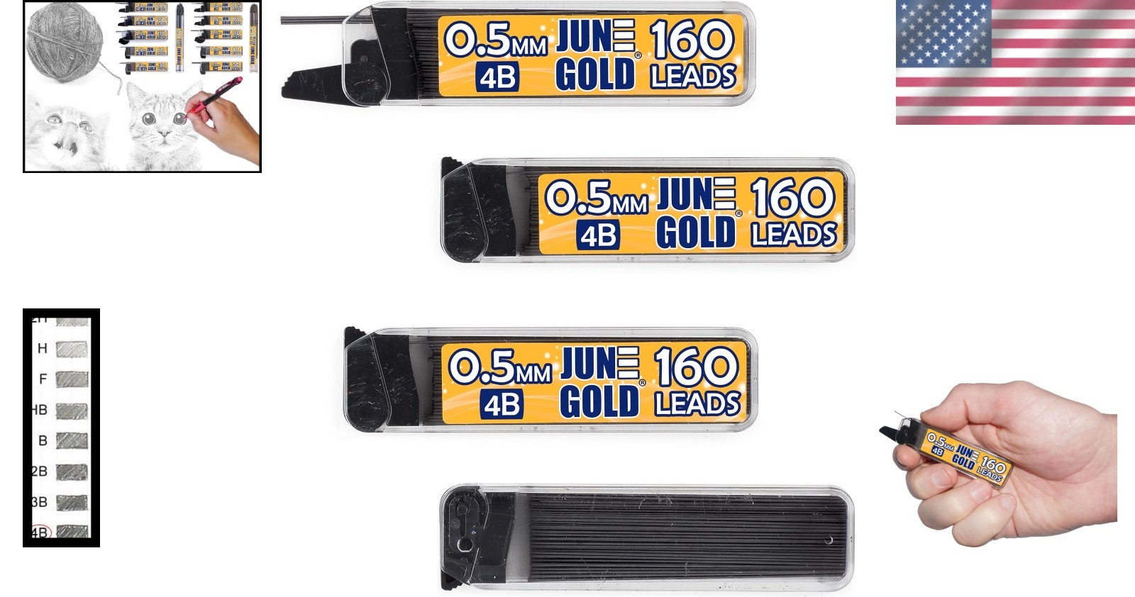 4 Dispenser Set: 640 Superior 0.5mm 4B Lead Refills – Smooth Writing Experience