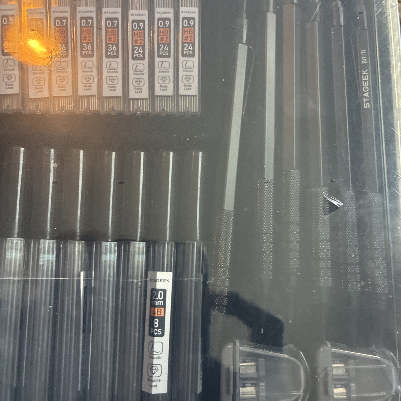 35Pcs Art Mechanical Pencil Set with Case, 0.5 0.7 0.9 2.0 Graphite Metal Drawin