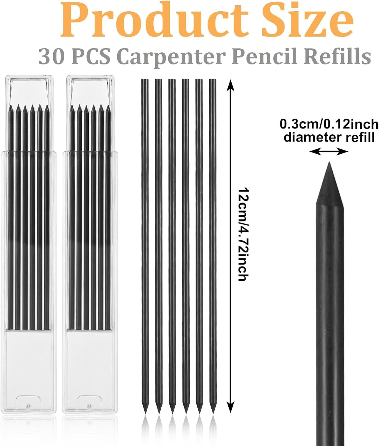 30 PCS Dry Pencil Refills, 2.8 mm Mechanical Pencil Refill, Black Pica Pencils R