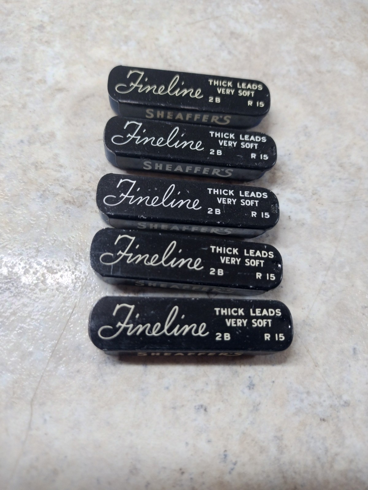 Vintage Lot Of 5 W.A Sheaffer’s Fineline Thick Lead 2B-VERY SOFT R-15 NOS