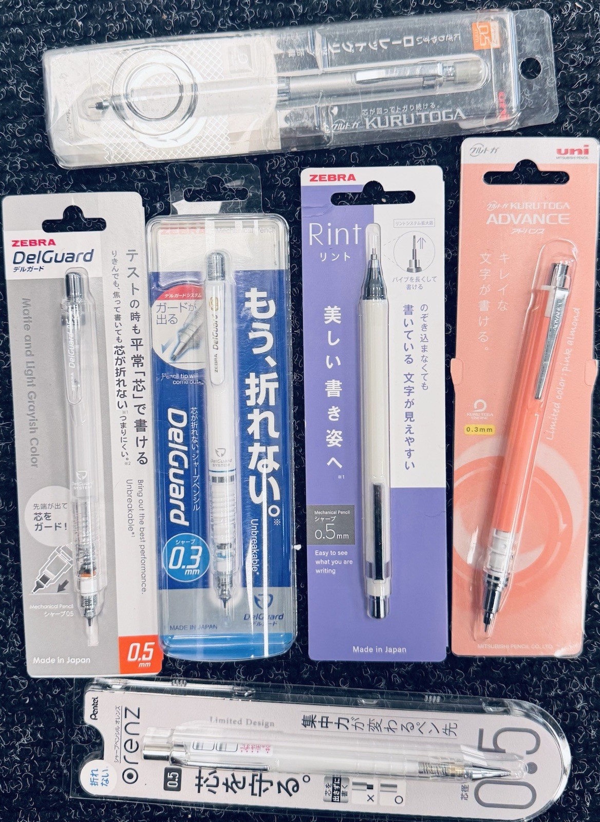 Vintage NOS Zebra Pentel Mitsubishi Unused Unopened Bubble Pack Lot Pencils