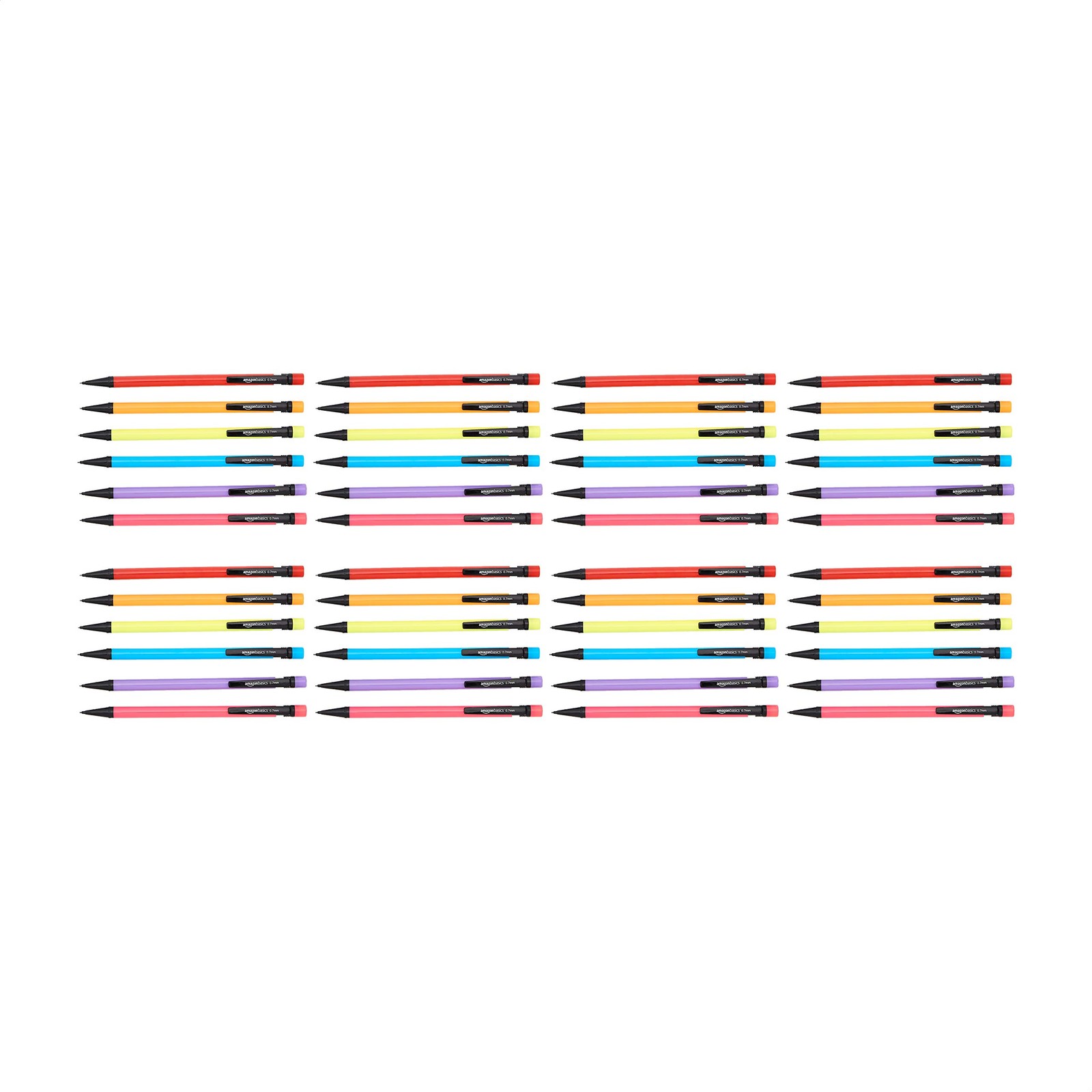 Amazon Basics Mechanical Pencils 0.7mm for 48 Count (Pack of 1), multicolor