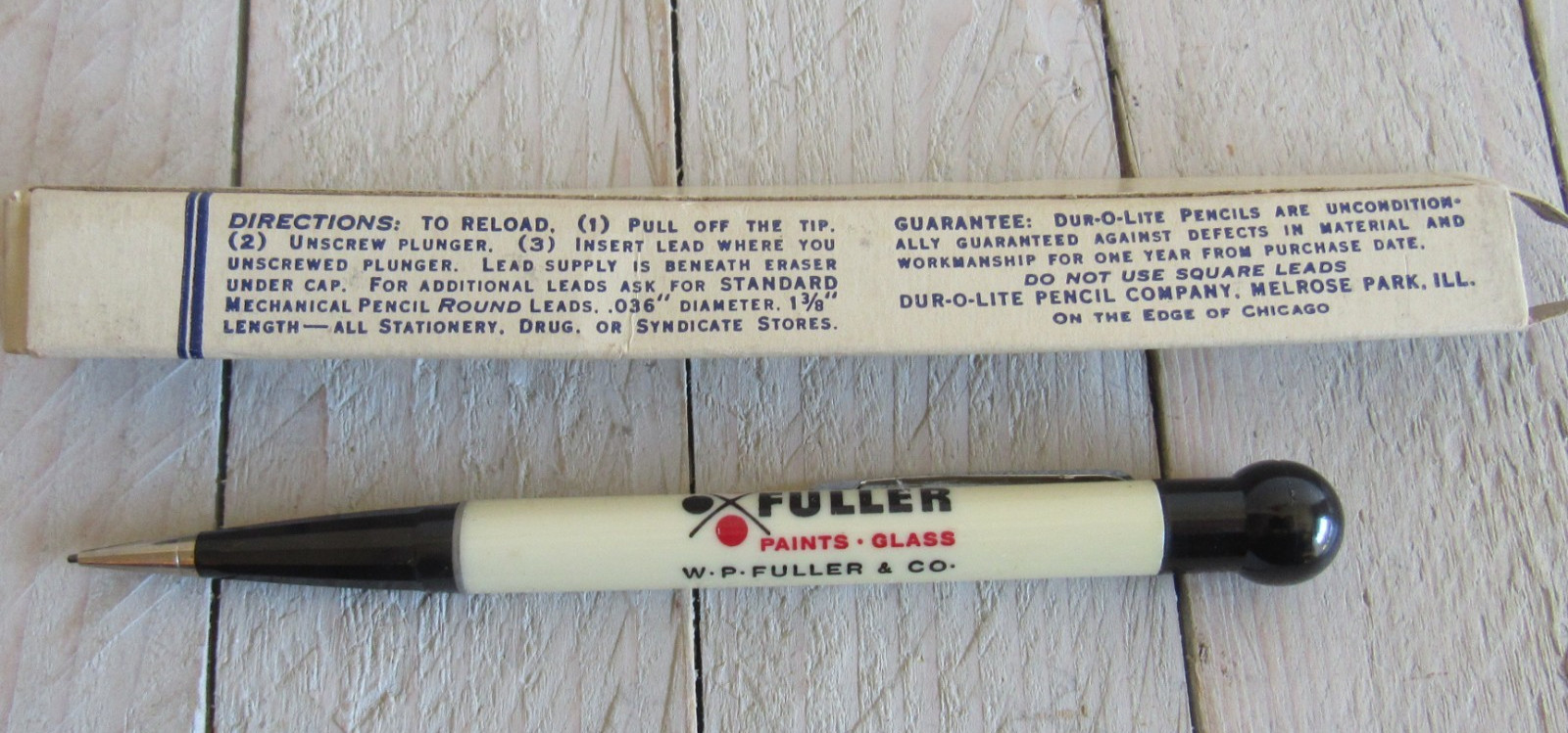 vtg Fuller Paints Advertising Mechanical Pencil in Box 1960s ? W. P. Fuller & Co