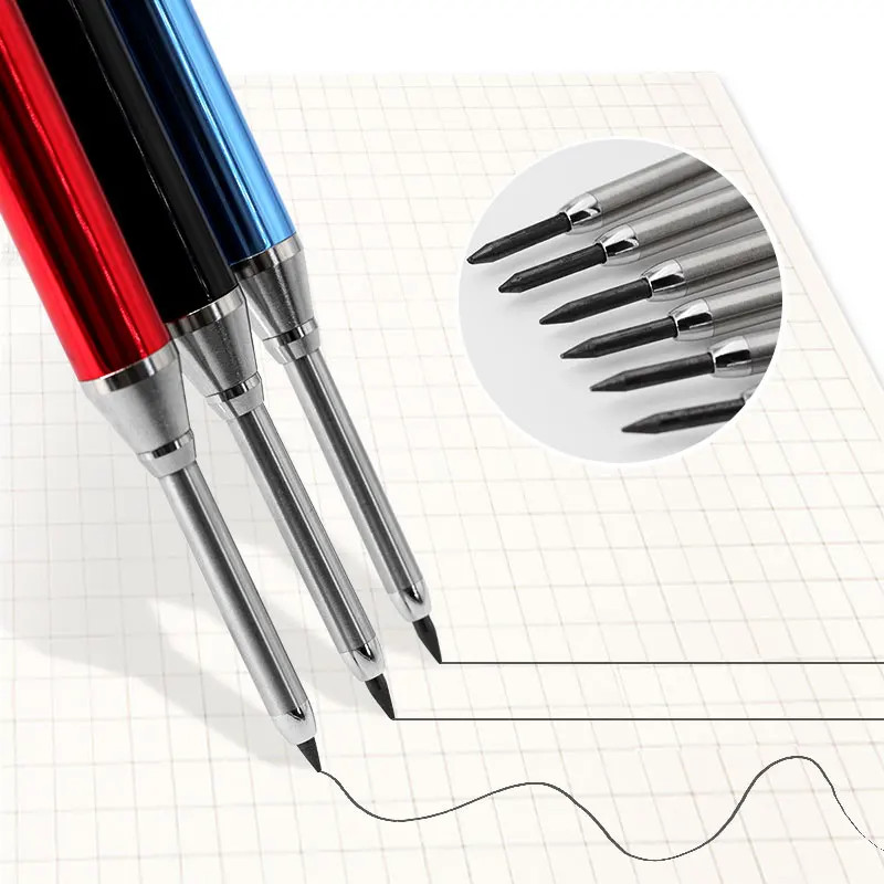 6Colors 2.8Mm Metal Solid Carpenter Mechanical Pencil with Sharpener 2B Lead Cor