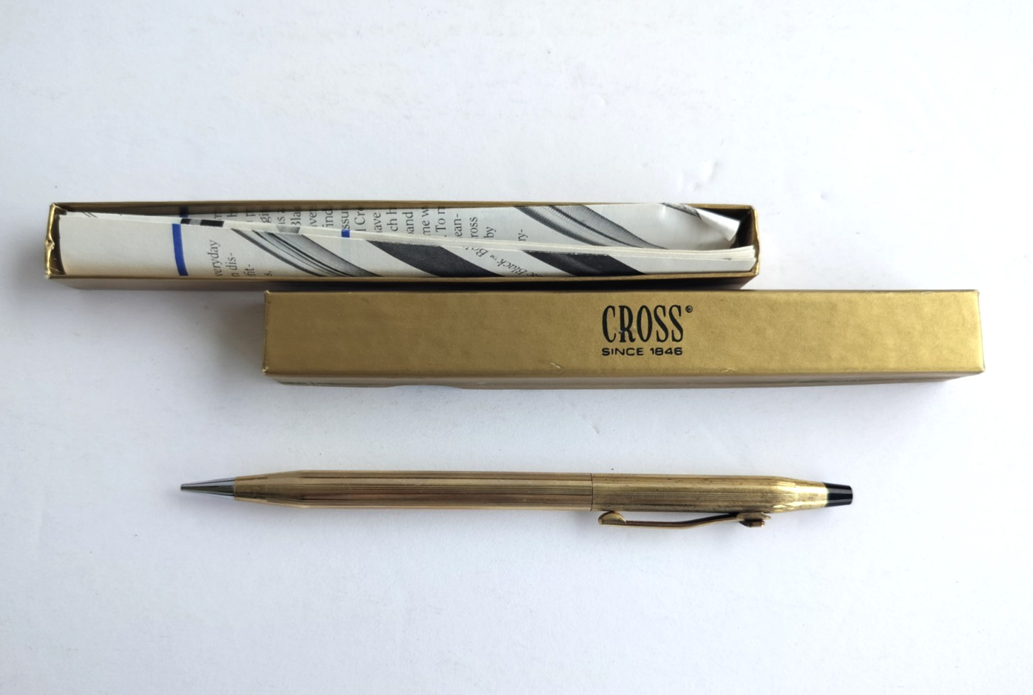 Vintage Cross Mini 5.25″ Gold Plate 1/20 10k Mechanical Pencil in Box USA E & W