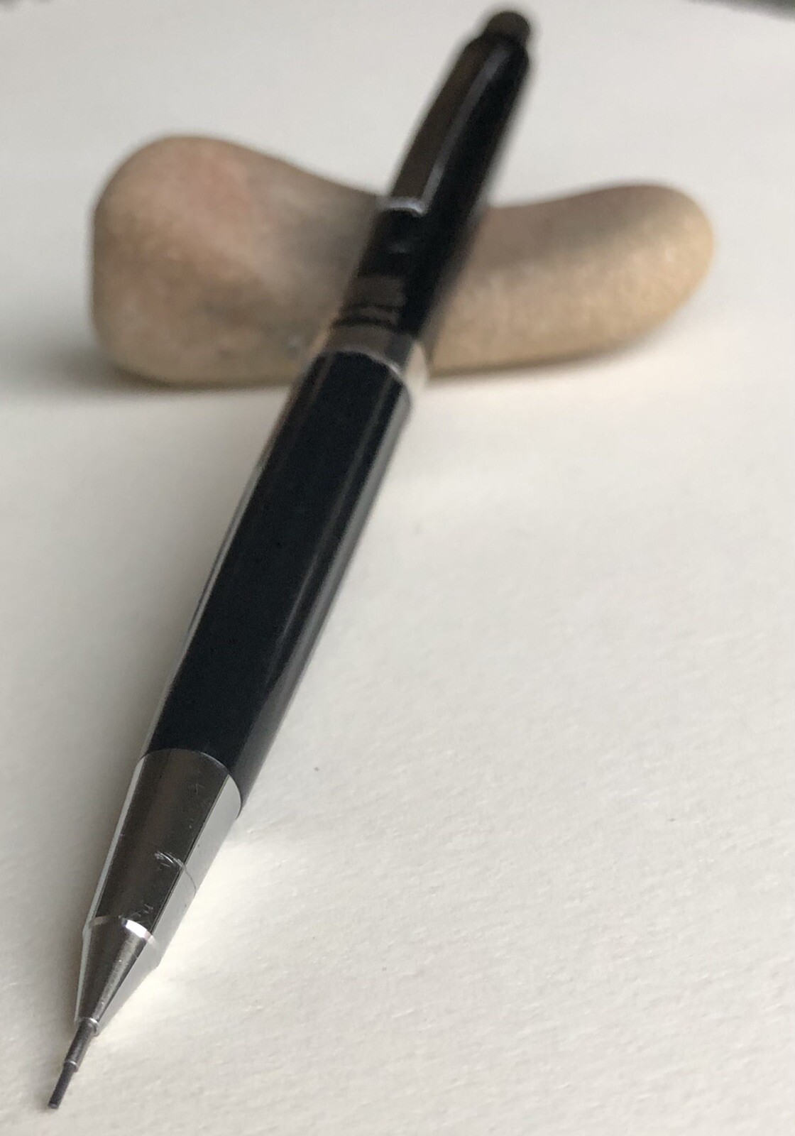 Vintage PENTEL 5 Mechanical Pencil .5mm Lead Black Barrel Chrome Trim Japan