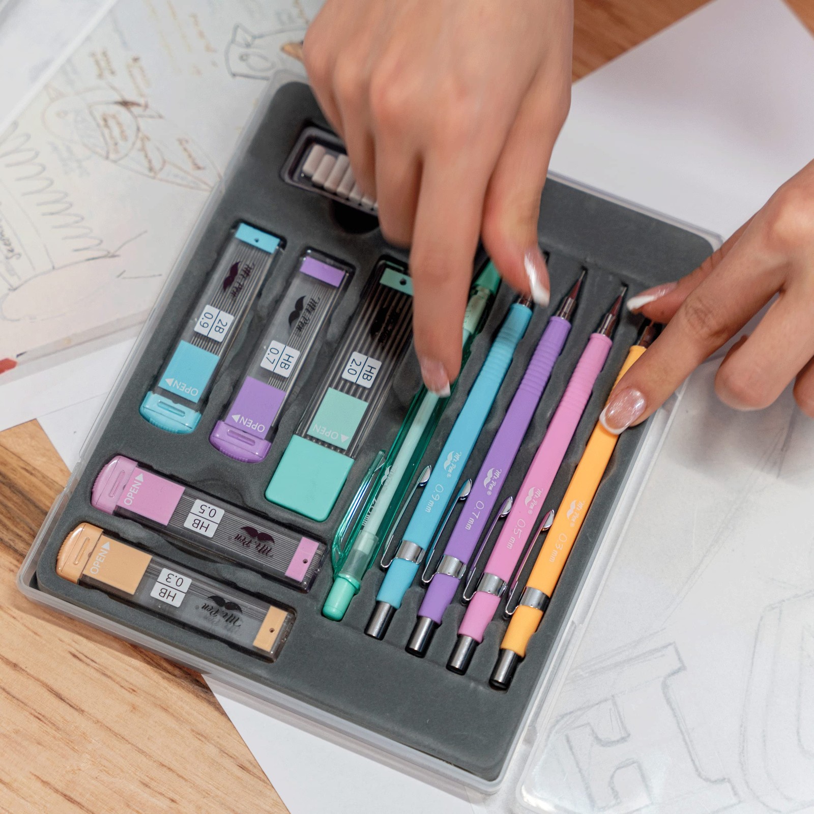 Mr. Pen- Pastel Mechanical Pencil Set, 5 Mechanical Pencils (0.3, 0.5, 0.7 | 0.9