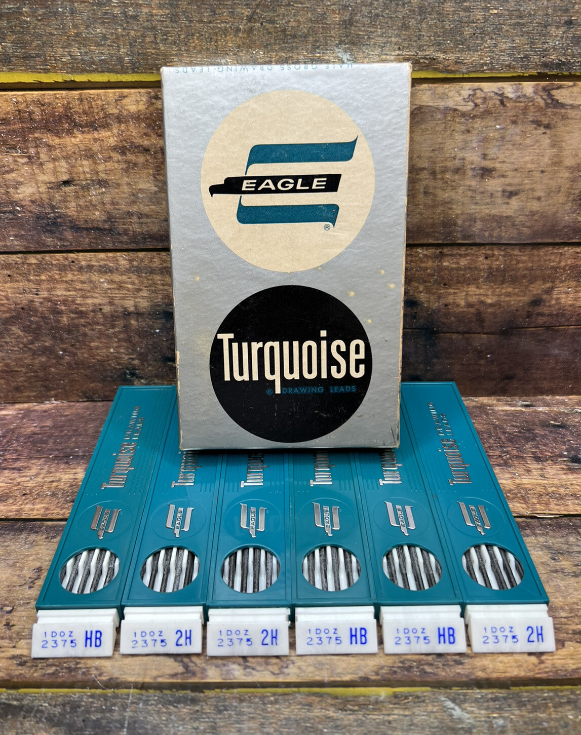 Vintage Eagle Turquoise Half Gross Drawing Leads Refill 2375 – 2H In Box 6pack