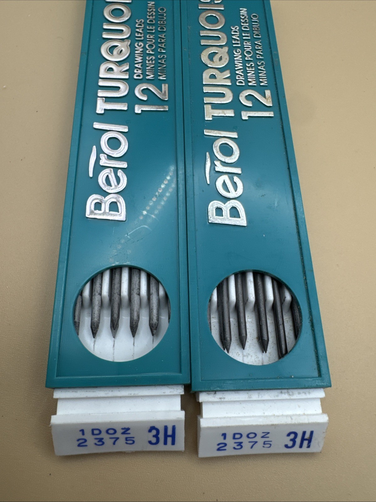 Berol Turquoise Drawing Leads Lot Of 5 Packs w/ 12 ea #2375 H 2H HB 3H NOS Bonus