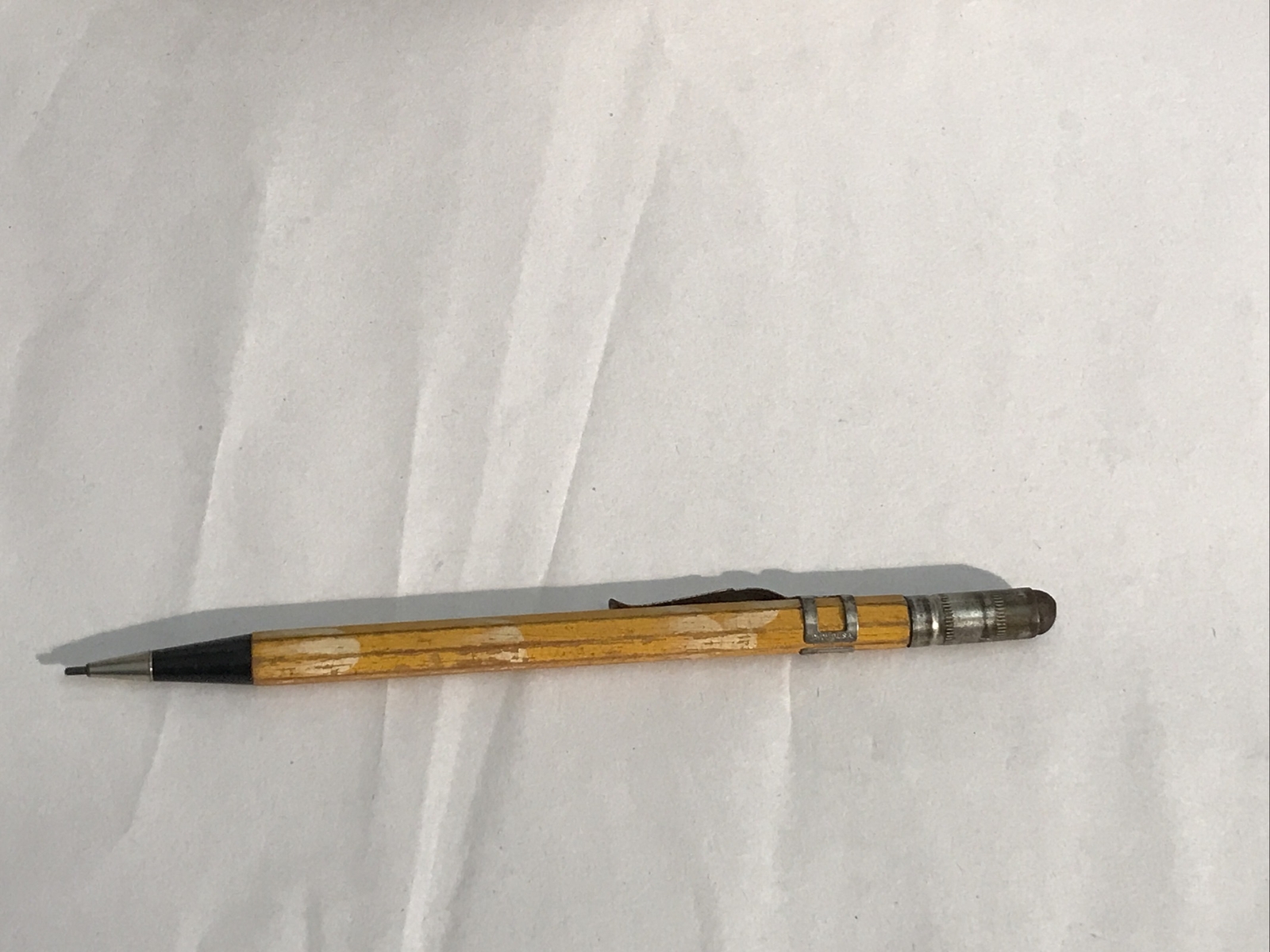 RARE Early Rite-Rite Wood Barrel Mechanical Pencil Yellow Blank Works