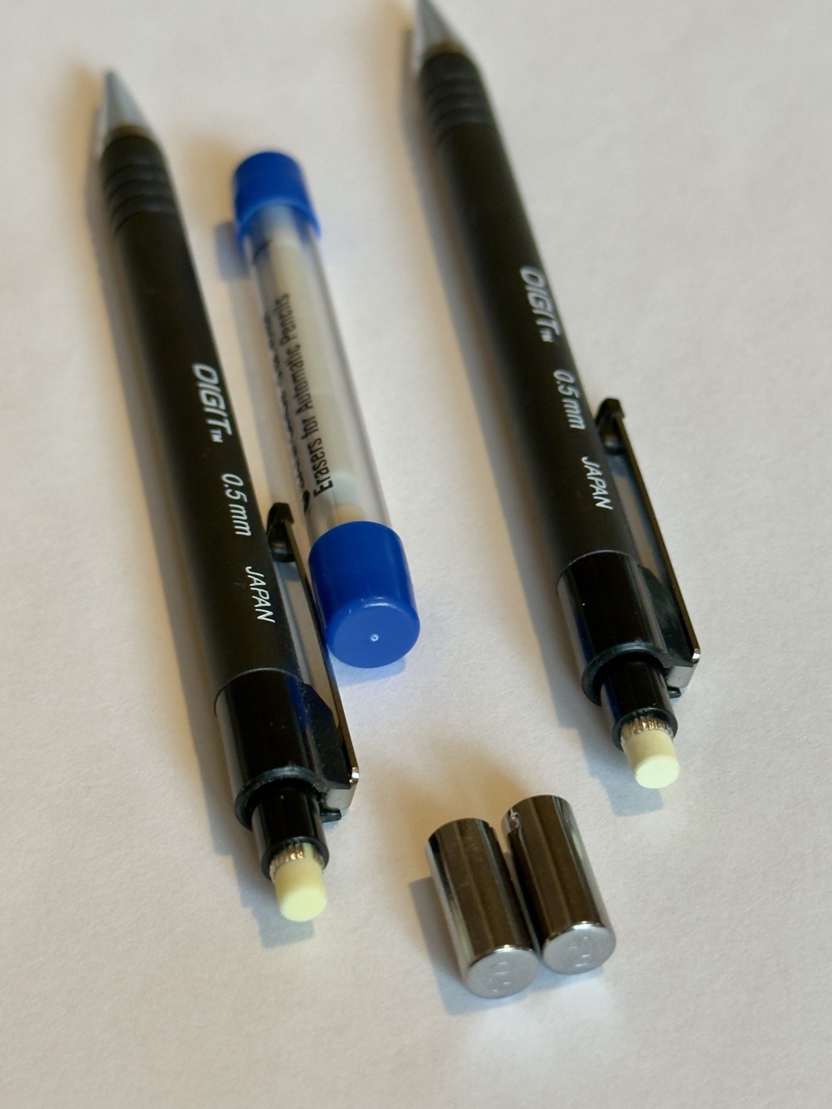 Lot of 3 Sanford Digit 0.5mm Mechanical Pencil Japan Retractable Chrome + Eraser