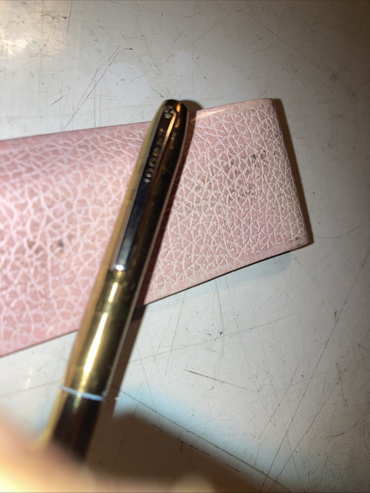 Vintage Gold Plated Mechanical Pencil Stamped Mascot USA (WORKS w/LEAD) & Sheath