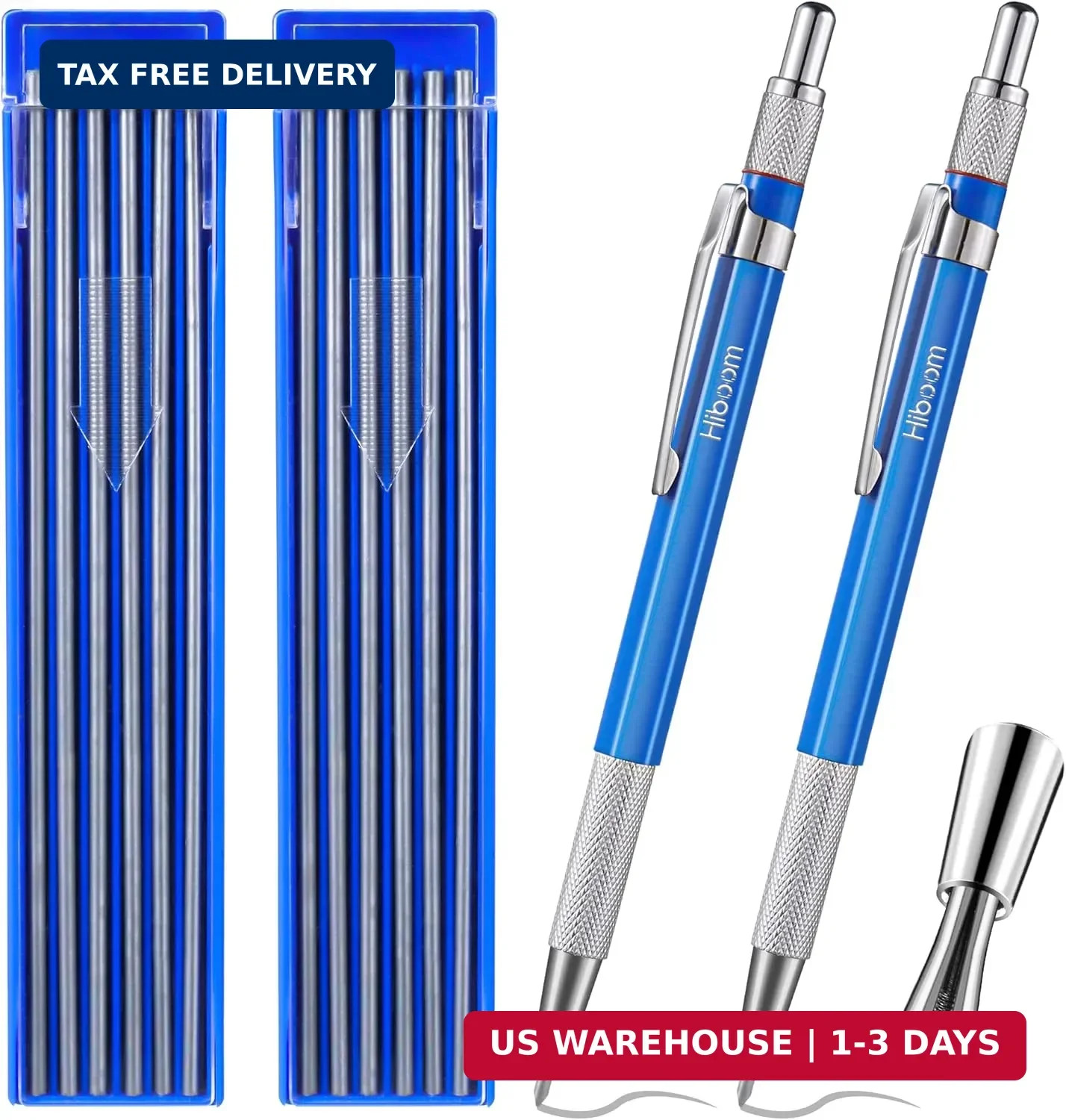 Hiboom 2 Pcs Welders Pencil with 24 Pcs Silver Round Refills, Mechanical Pencils