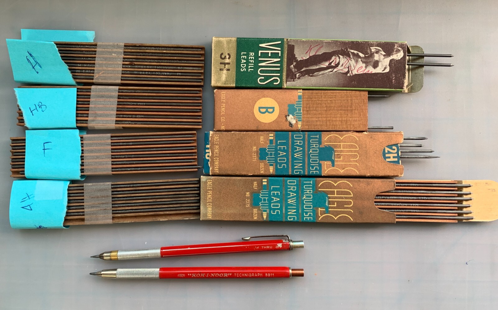 Two Vintage Koh-I-Noor Technigraph Drafting Mechanical Pencil + Extra Leads