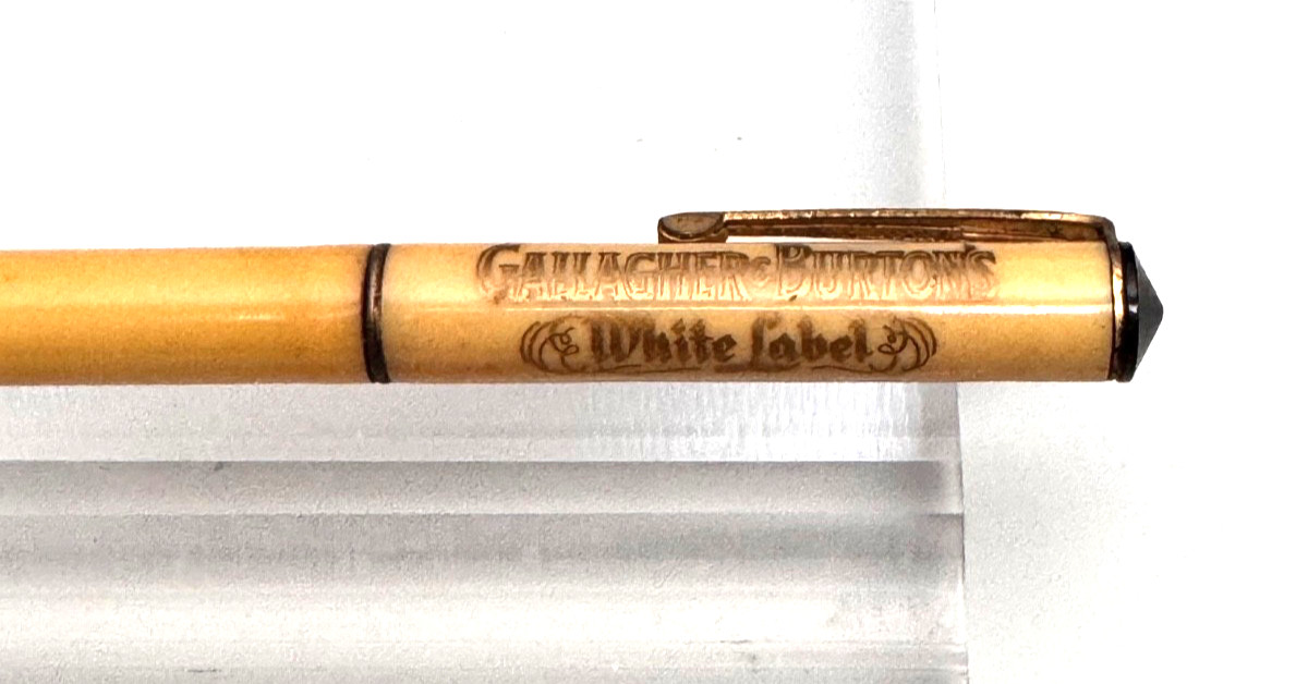 Vtg. Ritepoint Mechanical Pencil Advertisement Gallagher & Burtons White Label