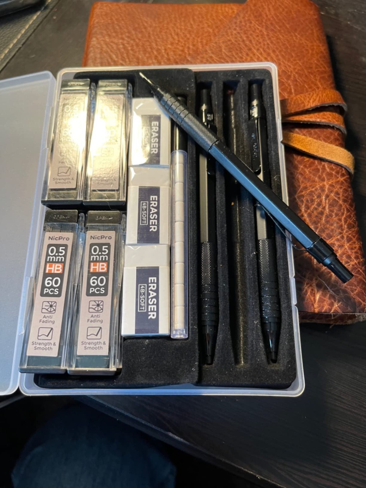 Professional 0.7mm Metal Mechanical Pencil Set – 3Pcs with Refills & Erasers