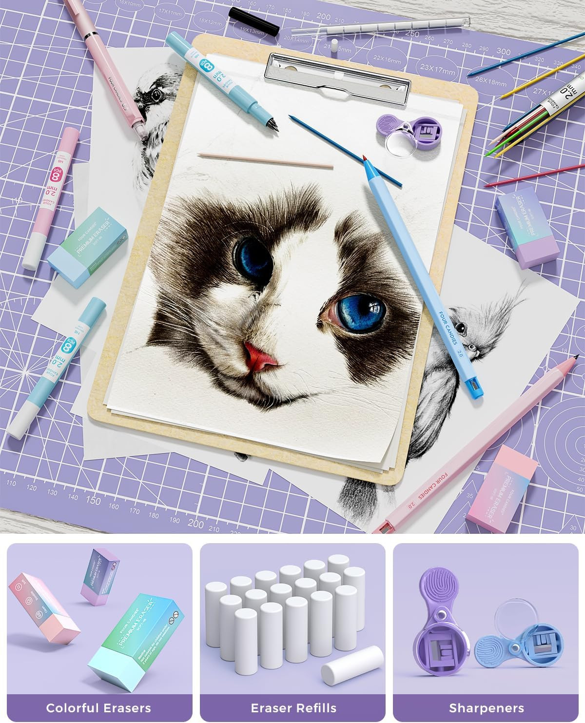 42PCS Aesthetic School Supplies, Mechanical Pencil Set 0.5mm, 0.7mm, 0.9mm, 2.0m