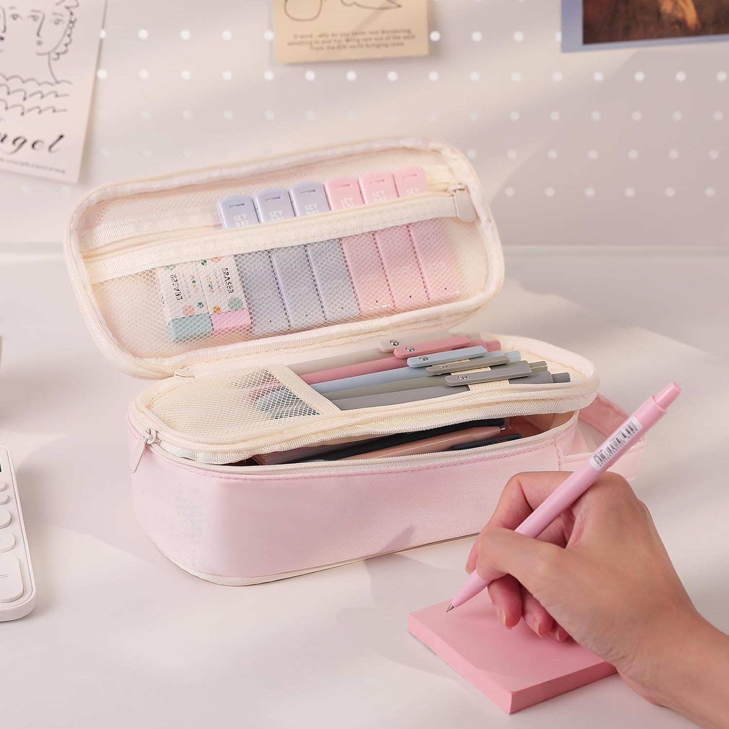 School Supplies Kit, 38 PCS Cute Stationery Set with Large Pencil Case, Pens, Me