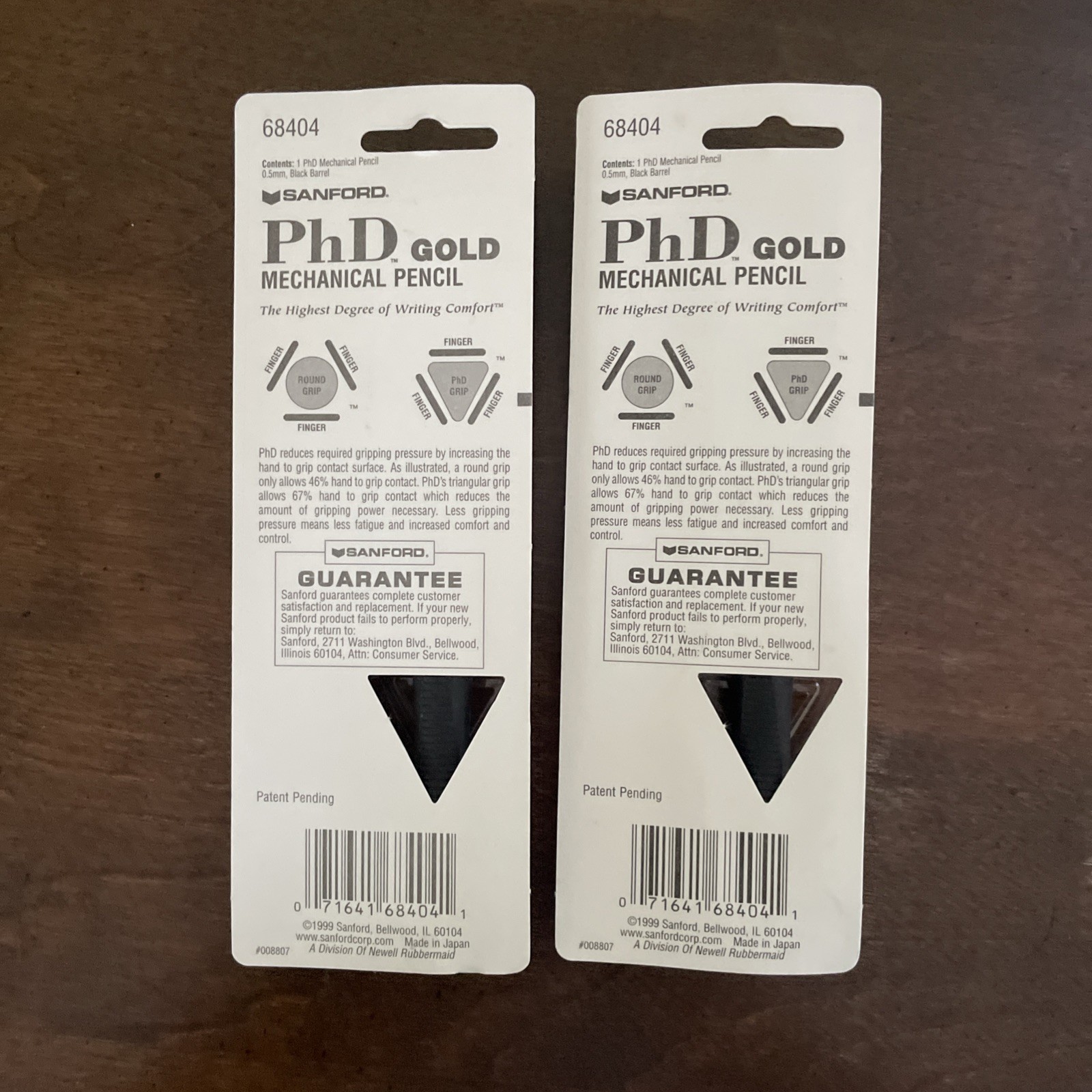 2 Vintage Sanford PhD Gold Black Mechanical Pencils Barrel 0.5mm, NOS