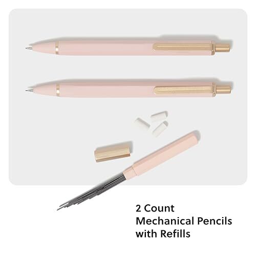 Cambria Mechanical Pencils, Set of 2, Soft Touch, Medium (0.7 mm) Blush Pink