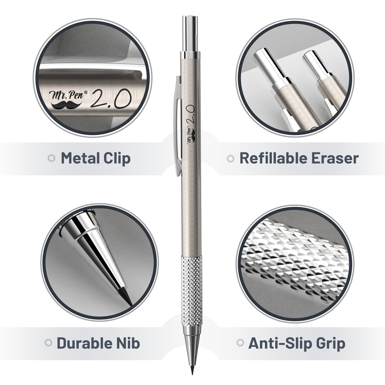 Mr. Pen- Metal Mechanical Pencil Set with 20 Piece Set, black,multi-color