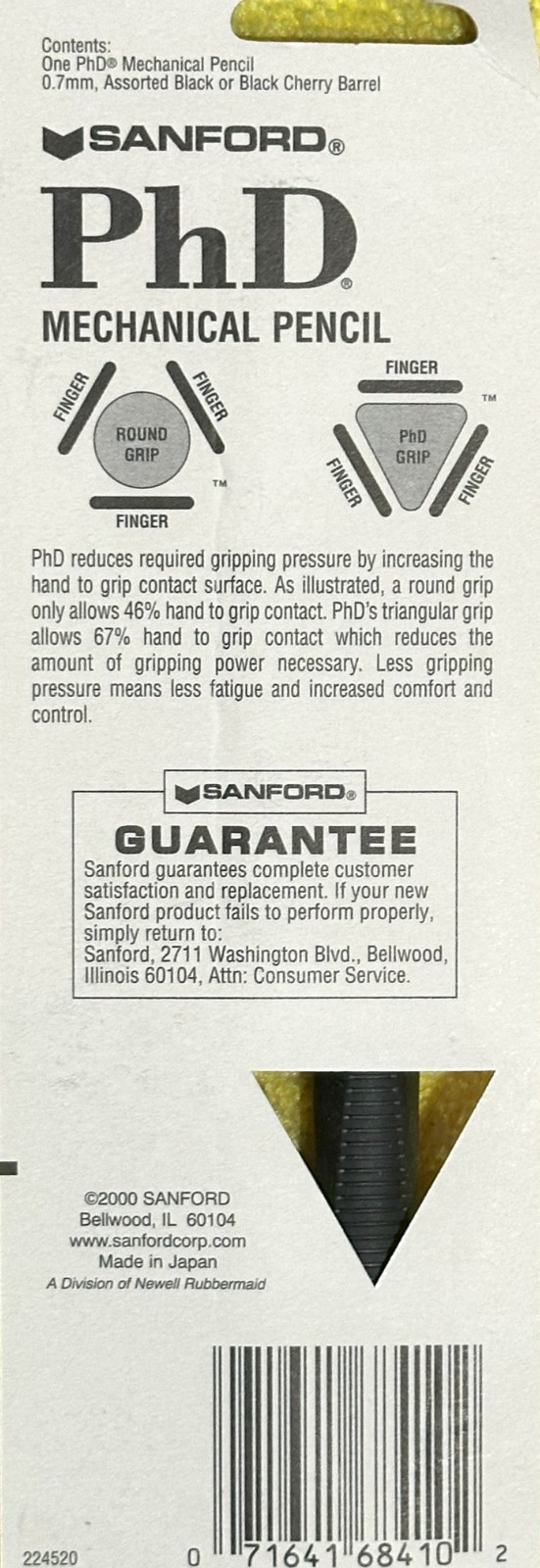 Sanford -The Original PhD .7 mm pencil Black Cherry and chrome, Orig. Packaging