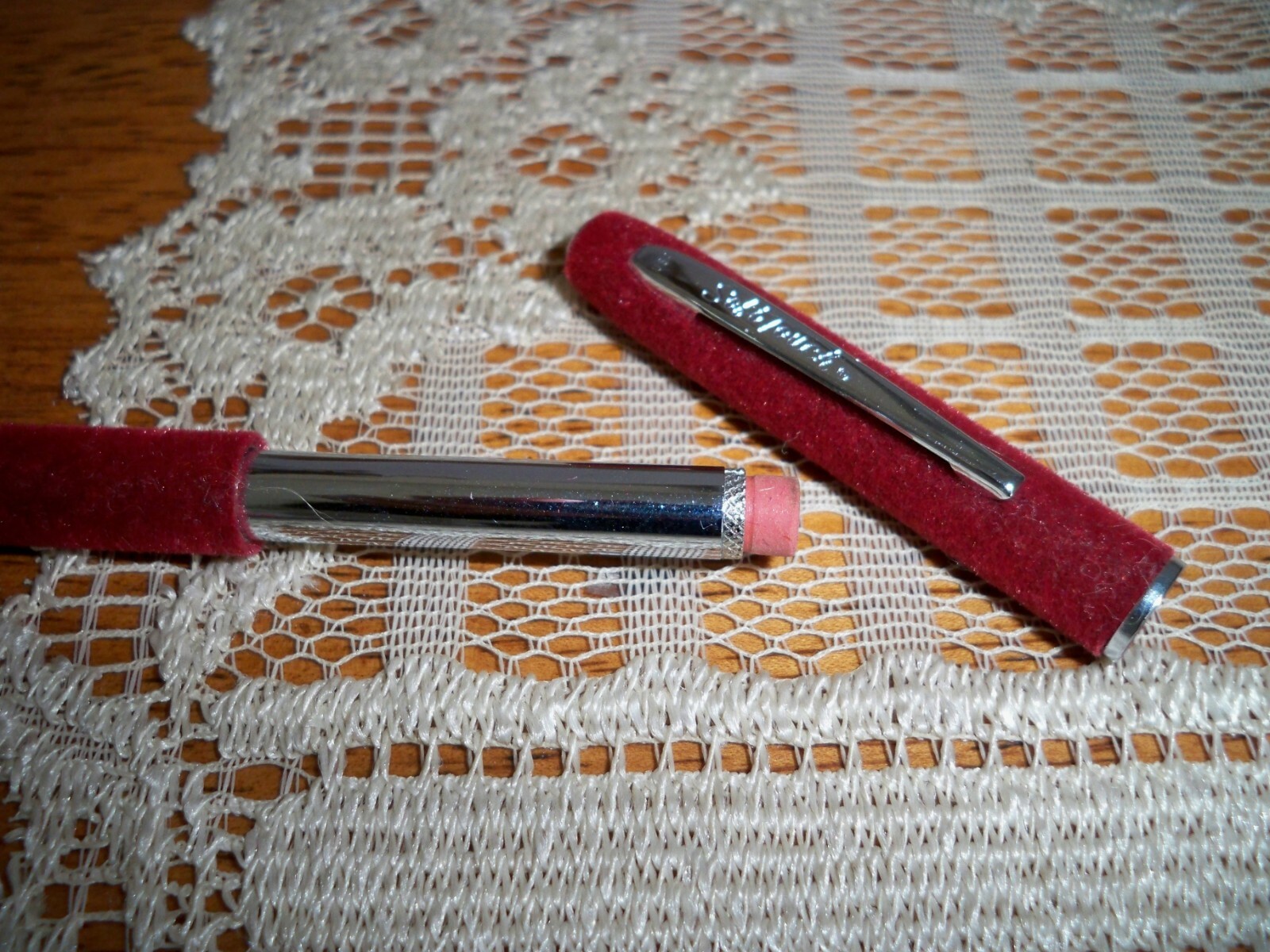 Vintage Soft Touch Twist Style Velvety Fuzzy Burgundy Mechanical Pencil USA