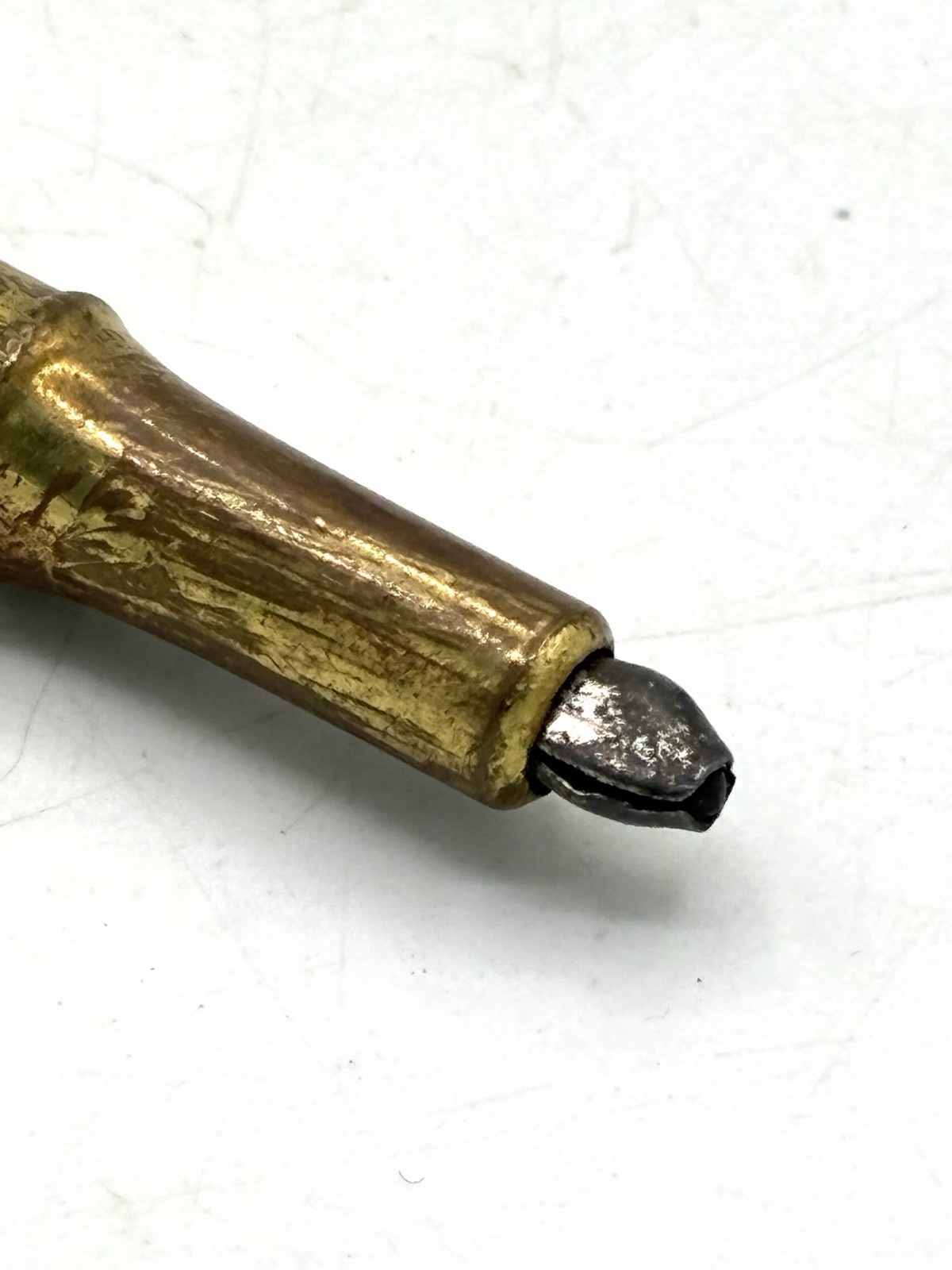 Antique Brass Mechanical Pencil Rope Twist Barrel Split Nib Tip