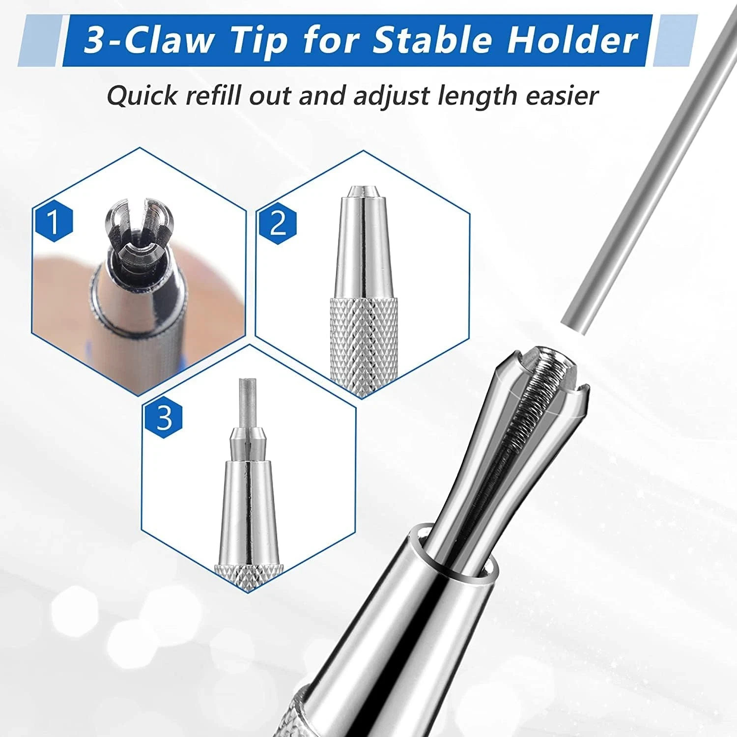 2 Pcs Welders Pencil with 24 Pcs Silver round Refills, Mechanical Pencils Metal