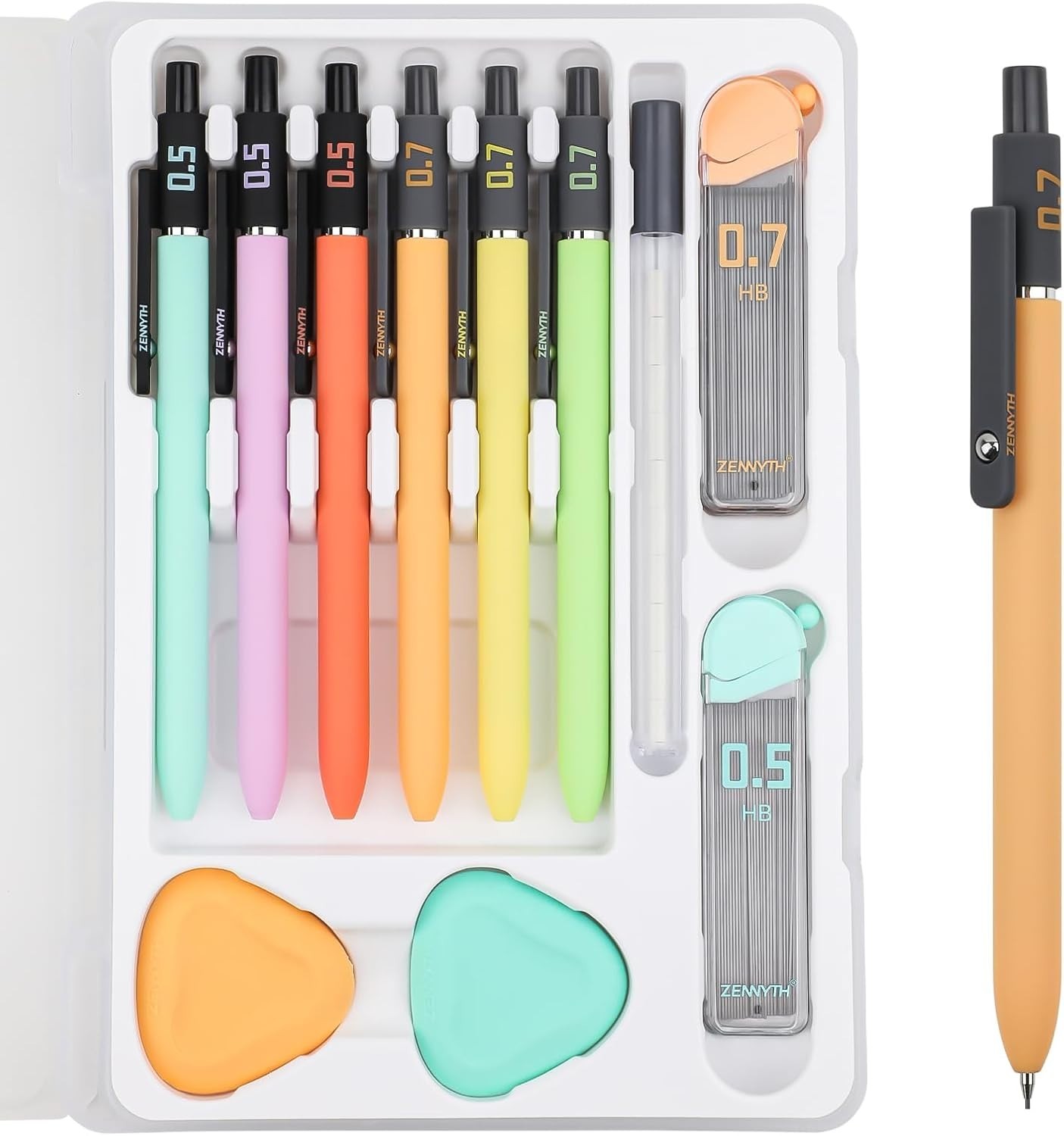 Complete Mechanical Pencil Set: 6PCS with Lead, Erasers – Ideal for School Use