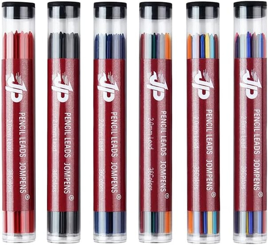 36-Pack 90 Mm 2.0Mm Mechanical Pencil Lead Refills in Assorted Colours/Black/Blu