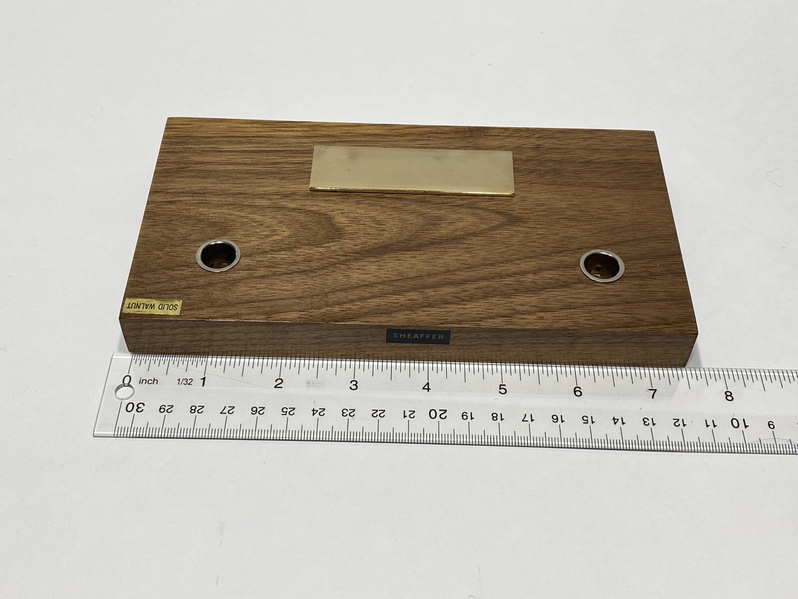SEAFFER DESK SET WITH TWO DECOR BALLPOINTS W06/ WALNUT BASE SOLID WALNUT -BROWN