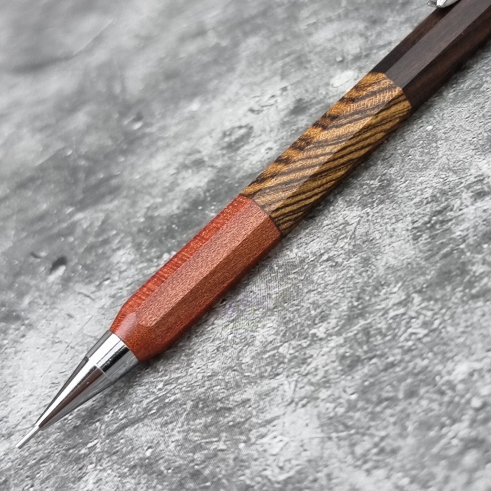 Hand Crafted Pentel P-205 Mechanical Pencil with Octagonal Wood Barrel