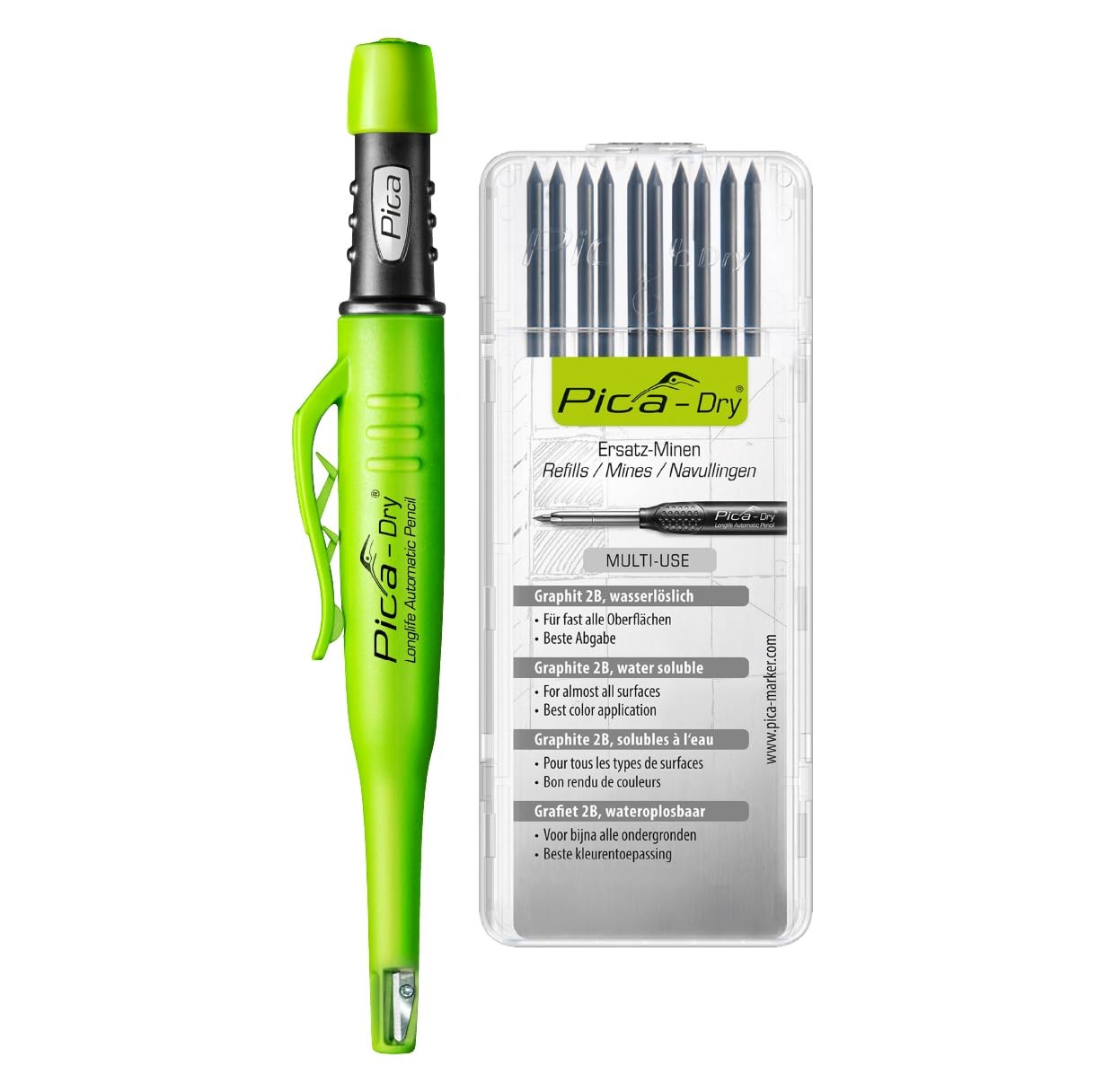 Pica 30403 Marker Kit and Lead Case 4030 1 Count (Pack of 1), Blue,Green,White