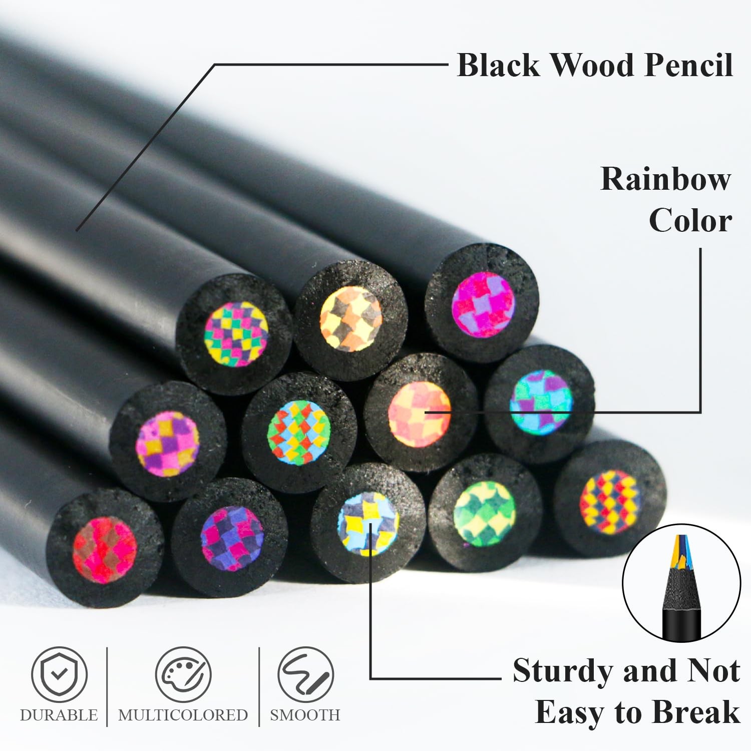 Rentuwa Art Supplies,12-Color Rainbow Colored 1 Count (Pack of 12), Black
